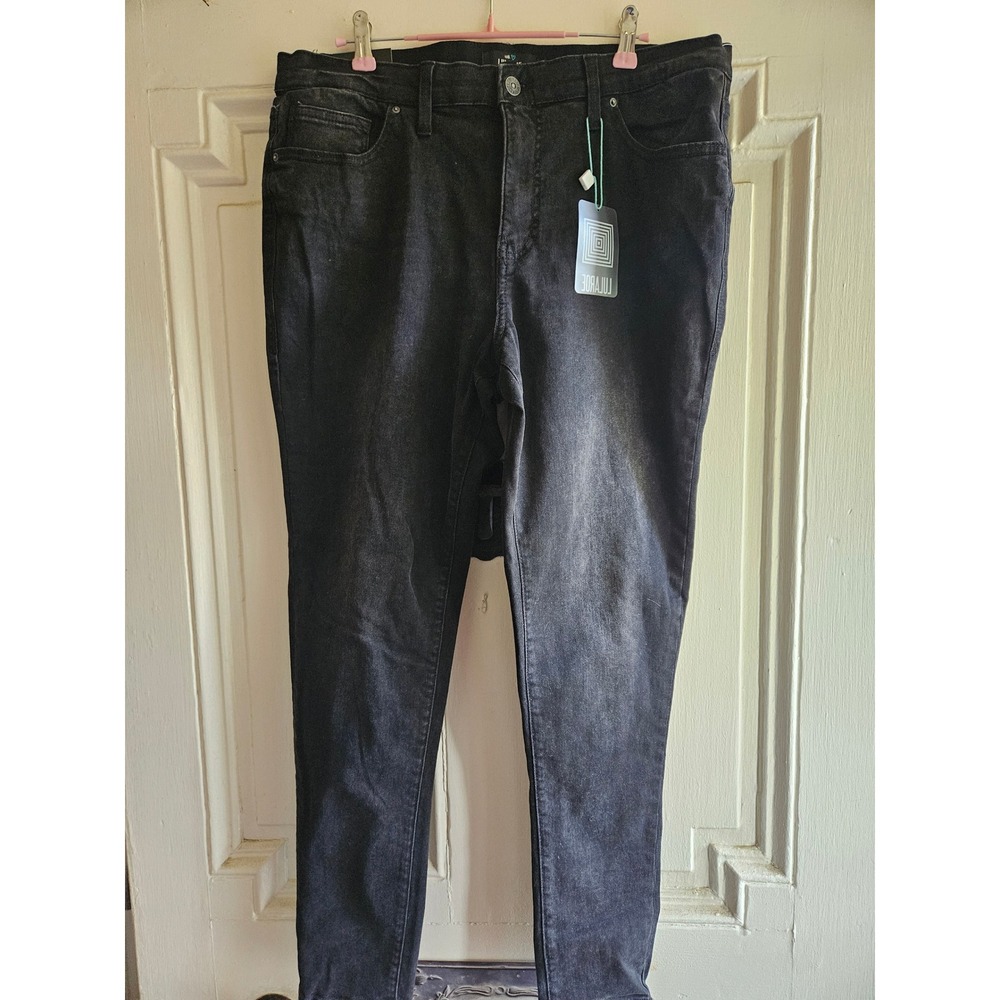 LuLaRoe Skinny Fit Jeans Washed Black Magic Waistband Slimming Panel Size 34 NWT